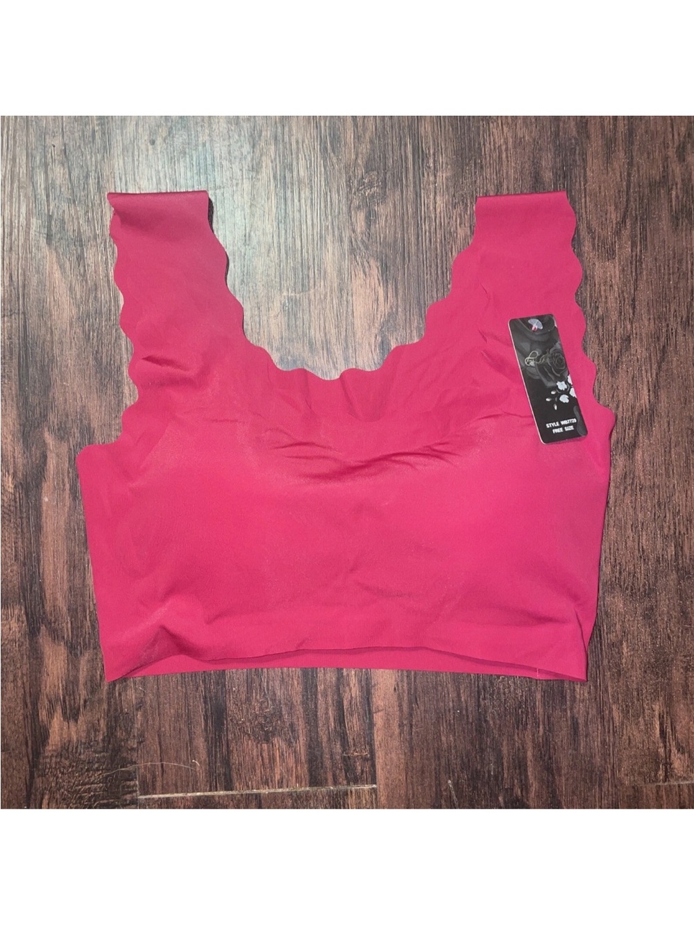 Scalloped Edge Seamless Bralette - pink
